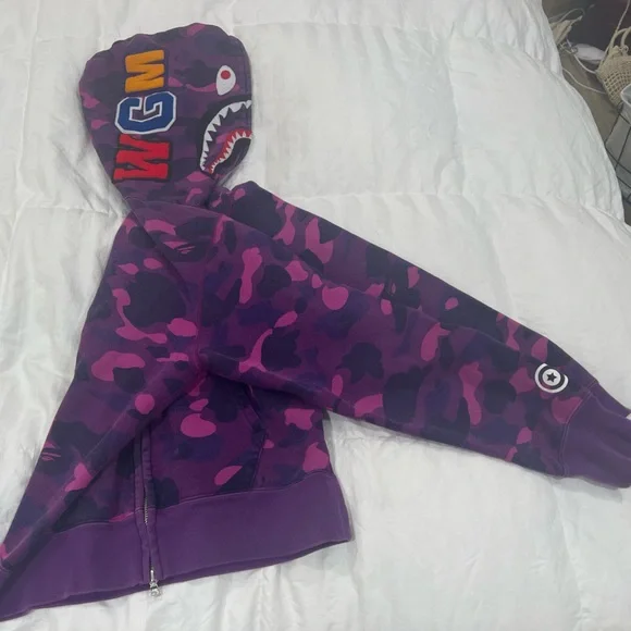 BAPE Purple zip up sweater